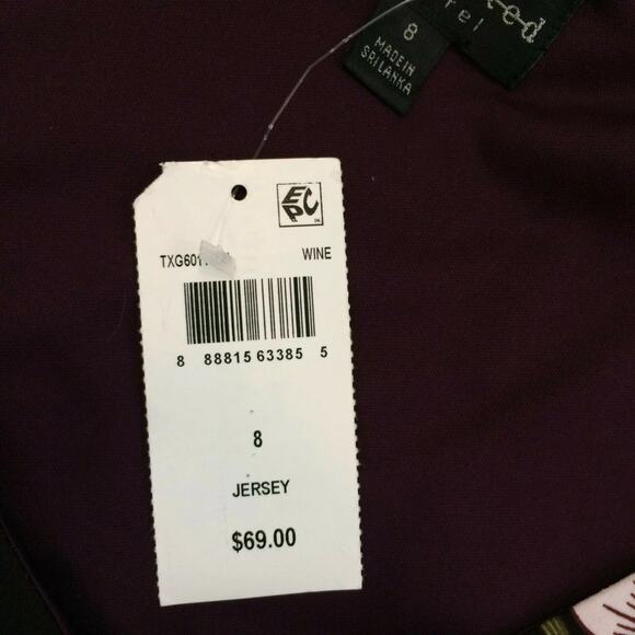 NWT Connected Apparel Pull-on Purple Jersey Floral A-line Trapeze Dress Size 8 - Picture 7 of 11